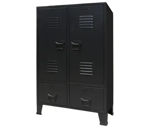 Drēbju Skapis, Metāls, 67X35X107 Cm, Industriāls Stils, Melns Vidaxl
