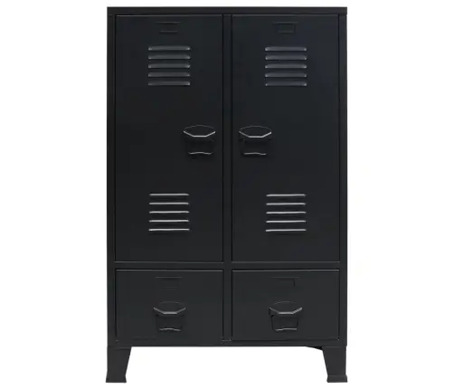 Drēbju Skapis, Metāls, 67X35X107 Cm, Industriāls Stils, Melns Vidaxl