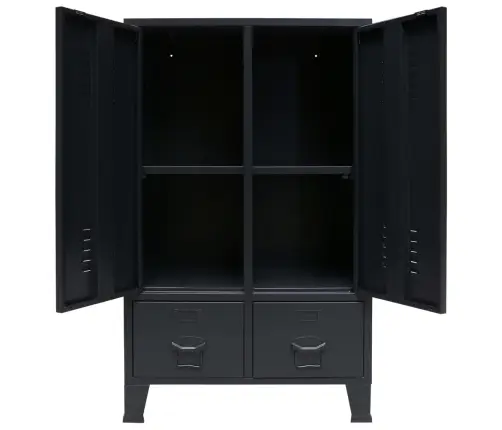 Drēbju Skapis, Metāls, 67X35X107 Cm, Industriāls Stils, Melns Vidaxl