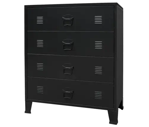 Kummut, Metallist, Industriaalstiil, 78 X 40 X 93 cm Must