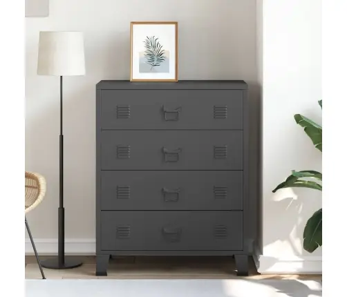 Kummut, Metallist, Industriaalstiil, 78 X 40 X 93 cm Must