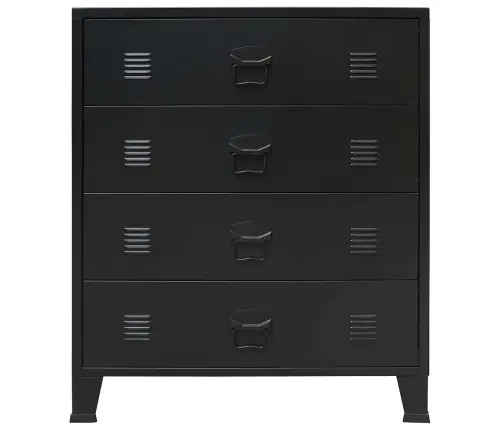 Kummut, Metallist, Industriaalstiil, 78 X 40 X 93 cm Must