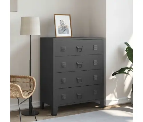 Kummut, Metallist, Industriaalstiil, 78 X 40 X 93 cm Must