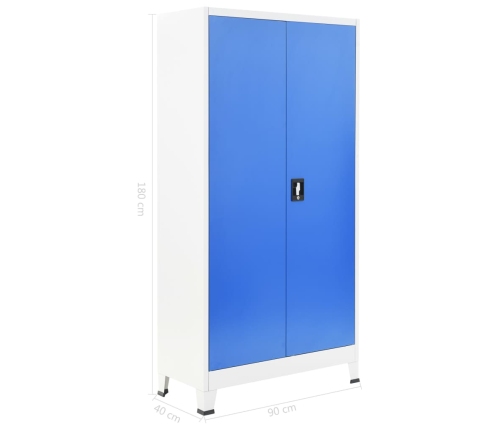 Biroja Skapis Ar 2 Durvīm, 90X40X180 Cm, Metāls, Pelēks Ar Zilu Vidaxl