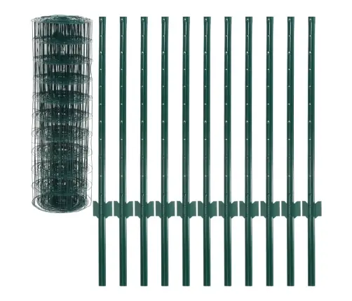 Euro Stiepļu Žogs, Tērauds, 20X0,8 M, Zaļš Vidaxl