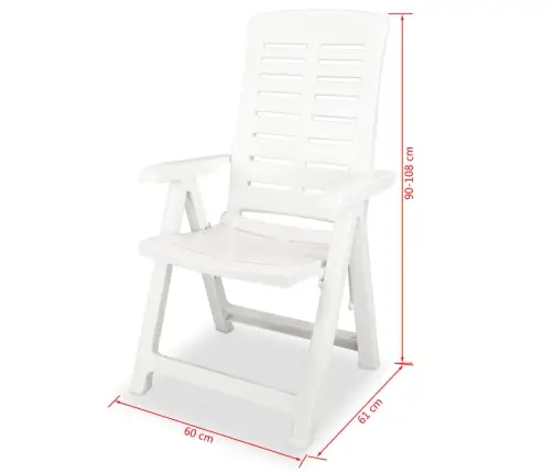 Atgāžami Dārza Krēsli, 2 Gab., Balta Plastmasa Vidaxl