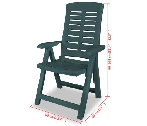 Atgāžami Dārza Krēsli, 2 Gab., Zaļa Plastmasa Vidaxl