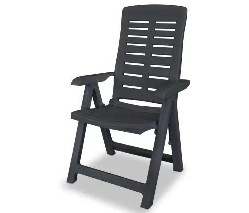 Atgāžami Dārza Krēsli, 2 Gab., Pelēka Plastmasa Vidaxl Atgāžami Dārza Krēsli, 2 Gab., Pelēka Plastmasa Vidaxl