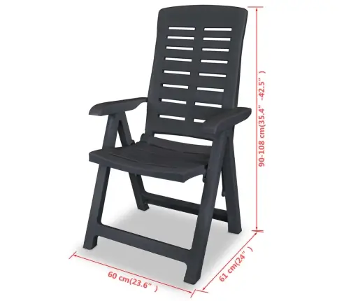 Atgāžami Dārza Krēsli, 2 Gab., Pelēka Plastmasa Vidaxl Atgāžami Dārza Krēsli, 2 Gab., Pelēka Plastmasa Vidaxl