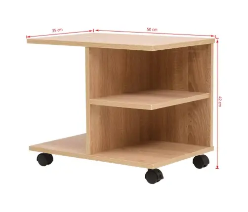 Plaukts Uz Ritentiņiem, Ozolkoka Krāsa, 50X35X42 Cm Vidaxl