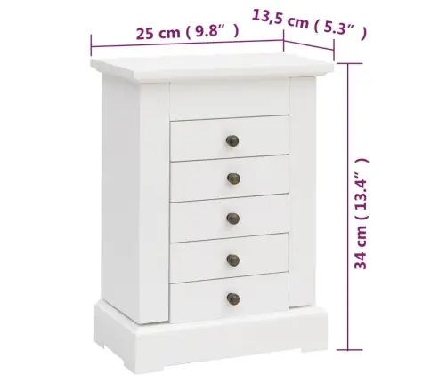 Papuošalų Dėžutė Su Veidrodžiu, Mdf, 25X13,5X34Cm