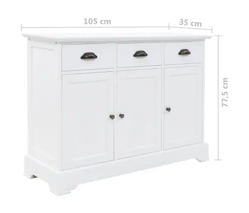 Komoda Su 3 Durimis, Mdf Ir Pušies Mediena, 105X35X77,5Cm