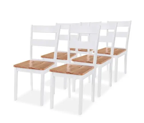 Söögitoolid 6 Tk Valge, Toekast Kautšukipuidust