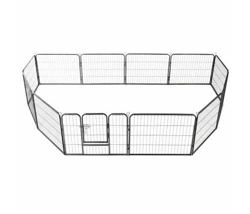 Šunų Aptvaras, 12 Dalių, Plienas, 80X60cm Juodas