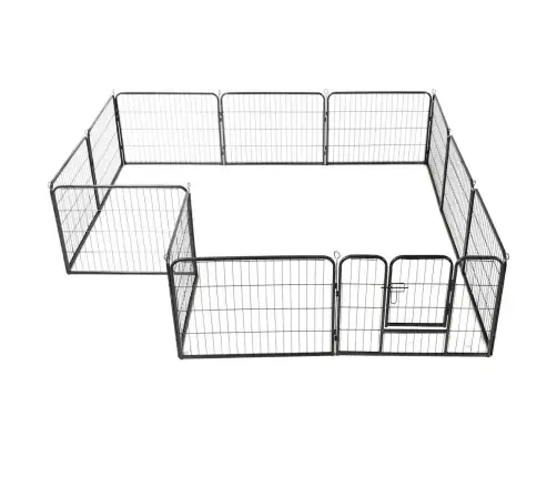 Šunų Aptvaras, 12 Dalių, Plienas, 80X60cm Juodas