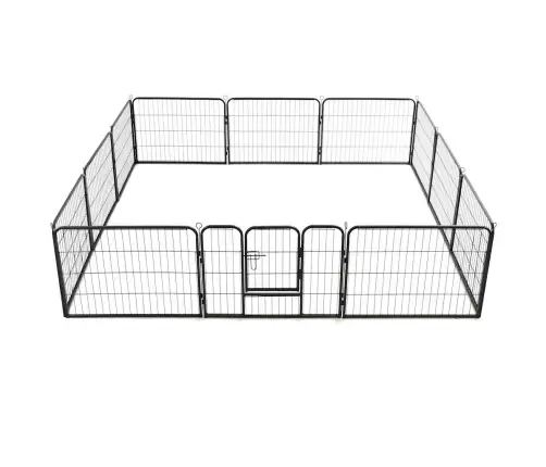 Šunų Aptvaras, 12 Dalių, Plienas, 80X60cm Juodas