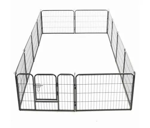 Šunų Aptvaras, 12 Dalių, Plienas, 80X60cm Juodas
