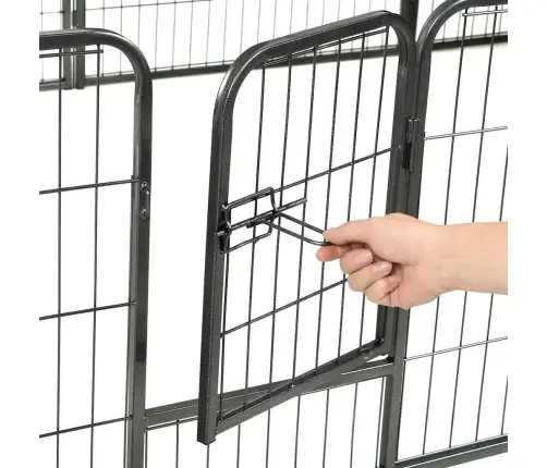 Šunų Aptvaras, 12 Dalių, Plienas, 80X60cm Juodas