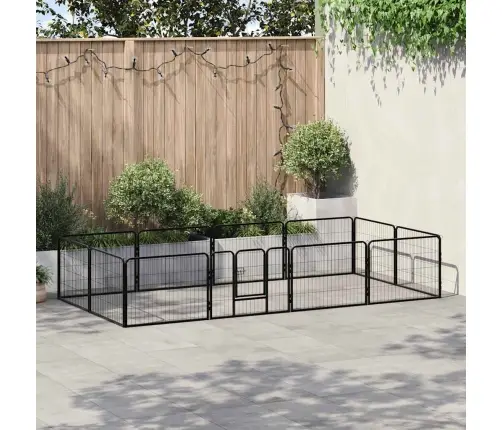 Šunų Aptvaras, 12 Dalių, Plienas, 80X60cm Juodas