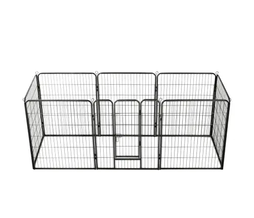 Nožogojums Suņiem, 8 Paneļi, 80X100 Cm, Tērauds, Melns Vidaxl