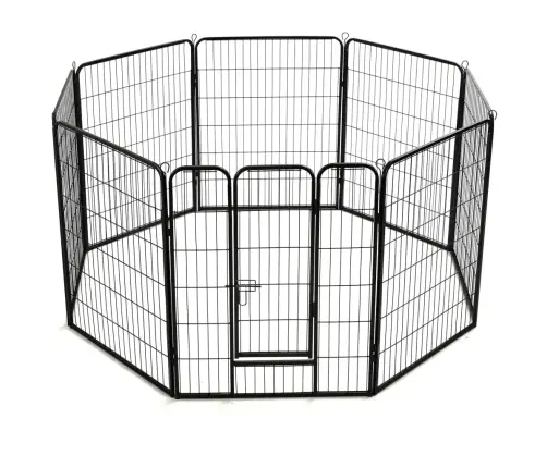 Nožogojums Suņiem, 8 Paneļi, 80X100 Cm, Tērauds, Melns Vidaxl