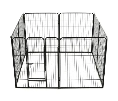 Nožogojums Suņiem, 8 Paneļi, 80X100 Cm, Tērauds, Melns Vidaxl