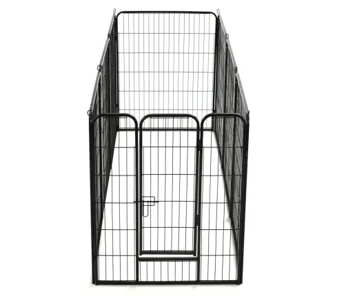 Nožogojums Suņiem, 8 Paneļi, 80X100 Cm, Tērauds, Melns Vidaxl