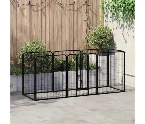 Šunų Aptvaras, 8 Dalių, Plienas, 80X100cm Juodas