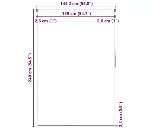 Rullo Žalūzija Dušai, 140X240 Cm, Ar Kvadrātiem Vidaxl