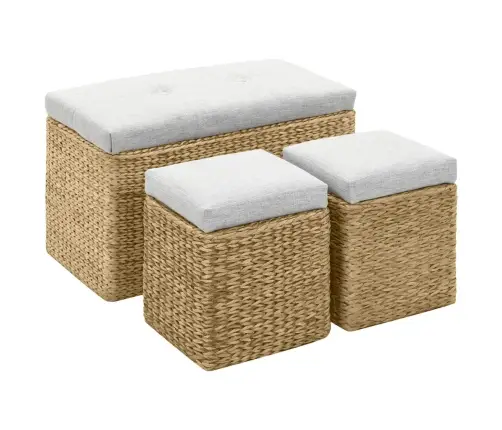 Suoliukas Su 2 Otomanėmis, Jūros Žolių, Pilkas