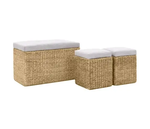 Suoliukas Su 2 Otomanėmis, Jūros Žolių, Pilkas