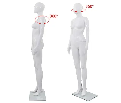 Täispikkuses Naismannekeen Klaasist Alusel, Läikiv Valge 175 Cm