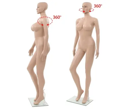 Sieviešu Manekens, Bēšs, Stikla Pamatne, 180 Cm  Vidaxl