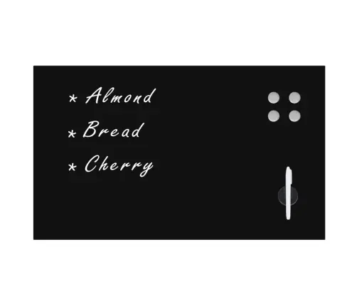 Prie Sienos Montuojama Magnetinė Lenta, Stikl., Juoda,100X60Cm