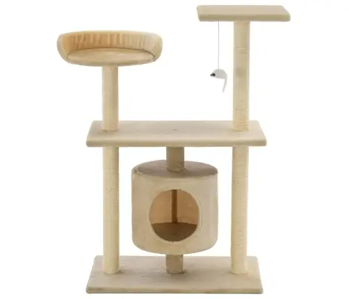 Kaķu Māja Ar Sizala Stabiem Nagu Asināšanai, 95 Cm, Bēša Vidaxl