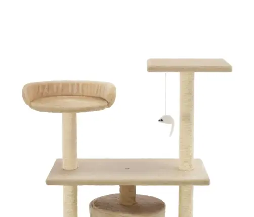 Kaķu Māja Ar Sizala Stabiem Nagu Asināšanai, 95 Cm, Bēša Vidaxl