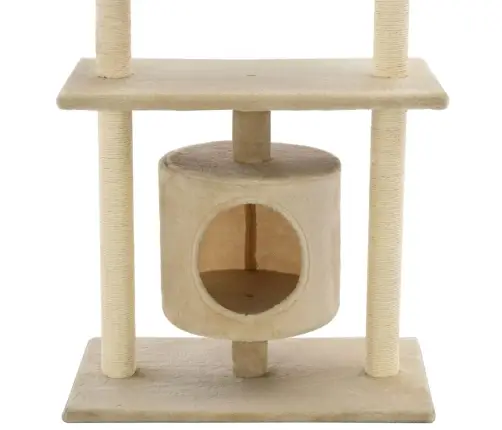 Kaķu Māja Ar Sizala Stabiem Nagu Asināšanai, 95 Cm, Bēša Vidaxl