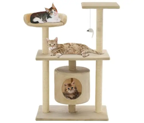 Kaķu Māja Ar Sizala Stabiem Nagu Asināšanai, 95 Cm, Bēša Vidaxl