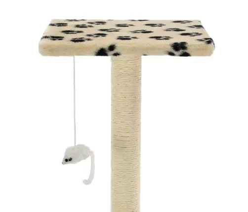 Kaķu Māja, Stabi Nagu Asināšanai, 95 Cm, Bēša Ar Ķepu Apdruku Vidaxl
