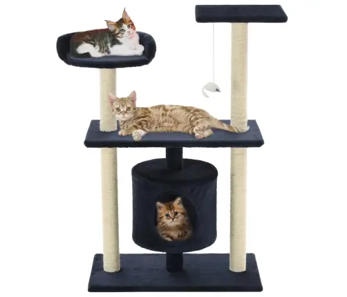 Kaķu Māja Ar Sizala Stabiem Nagu Asināšanai, 95 Cm, Tumši Zila Vidaxl