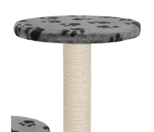 Kaķu Māja, Stabi Nagu Asināšanai, 60 Cm, Pelēka Ar Ķepu Apdruku Vidaxl