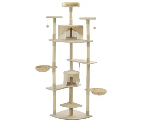 Draskyklė Katėms Su Stovu Iš Sizal., 203cm Smėlio Sp. Ir Balta