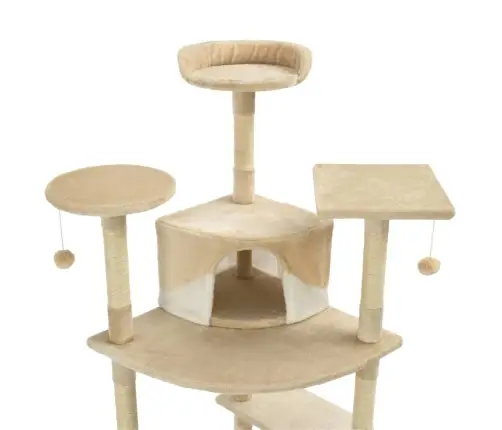 Draskyklė Katėms Su Stovu Iš Sizal., 203cm Smėlio Sp. Ir Balta