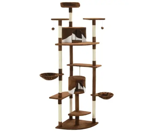 Draskyklė Katėms Su Stovu Iš Sizalio, 203cm Ruda Ir Balta