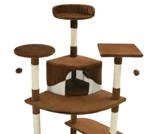 Draskyklė Katėms Su Stovu Iš Sizalio, 203cm Ruda Ir Balta
