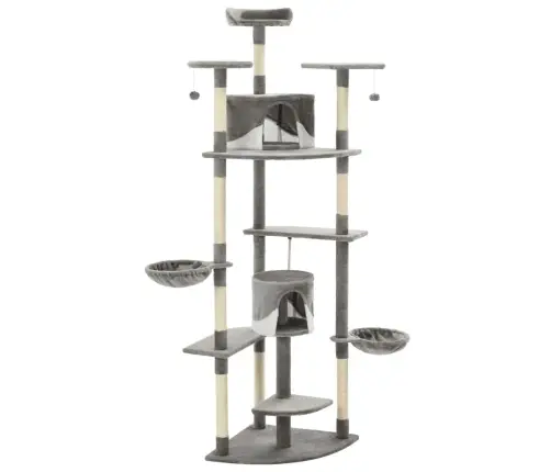 Kaķu Māja, Sizala Stabi Nagu Asināšanai, 203Cm, Pelēka Ar Baltu Vidaxl