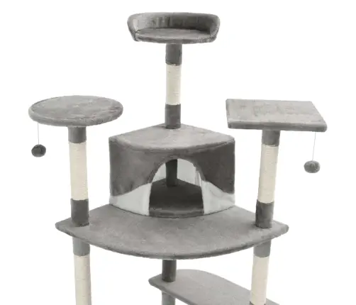 Kaķu Māja, Sizala Stabi Nagu Asināšanai, 203Cm, Pelēka Ar Baltu Vidaxl