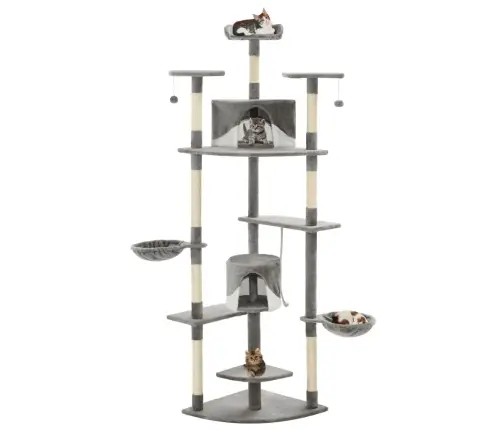 Kaķu Māja, Sizala Stabi Nagu Asināšanai, 203Cm, Pelēka Ar Baltu Vidaxl