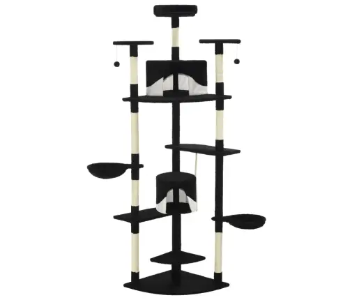 Kaķu Māja, Sizala Stabi Nagu Asināšanai, 203 Cm, Melna Ar Baltu Vidaxl