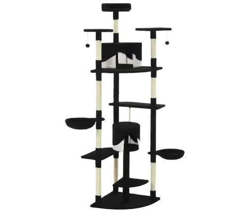 Kaķu Māja, Sizala Stabi Nagu Asināšanai, 203 Cm, Melna Ar Baltu Vidaxl
